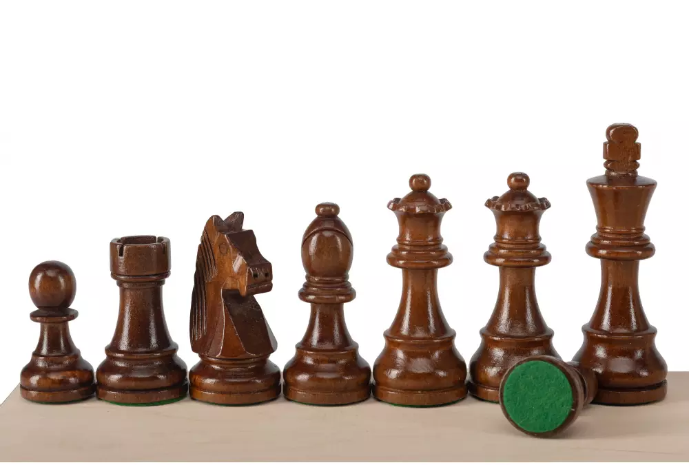 Zestaw szachowy | Figury szachowe German 5+ | Król 98 mm | Szachownica zwijana Mahoniowa